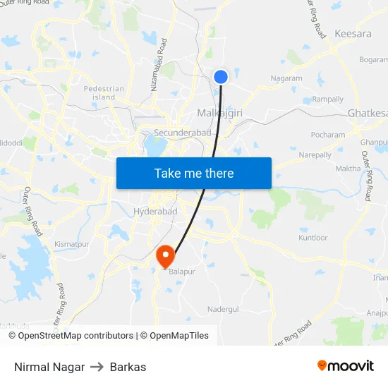 Nirmal Nagar to Barkas map