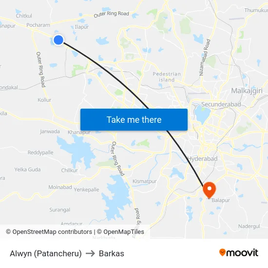 Alwyn (Patancheru) to Barkas map