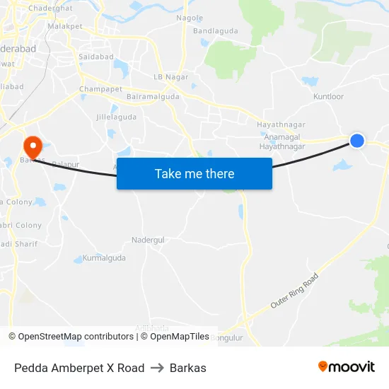 Pedda Amberpet X Road to Barkas map