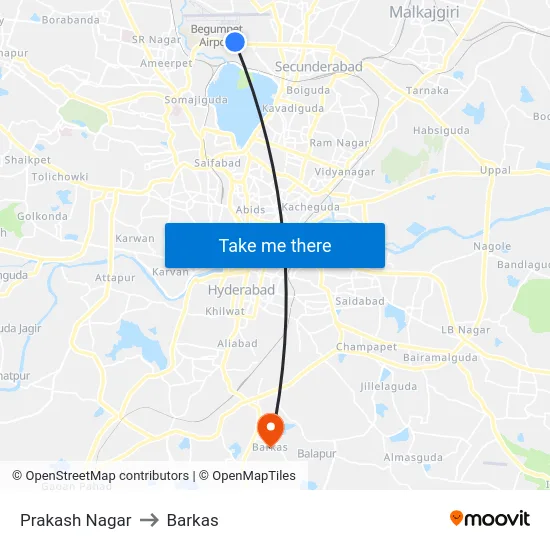 Prakash Nagar to Barkas map