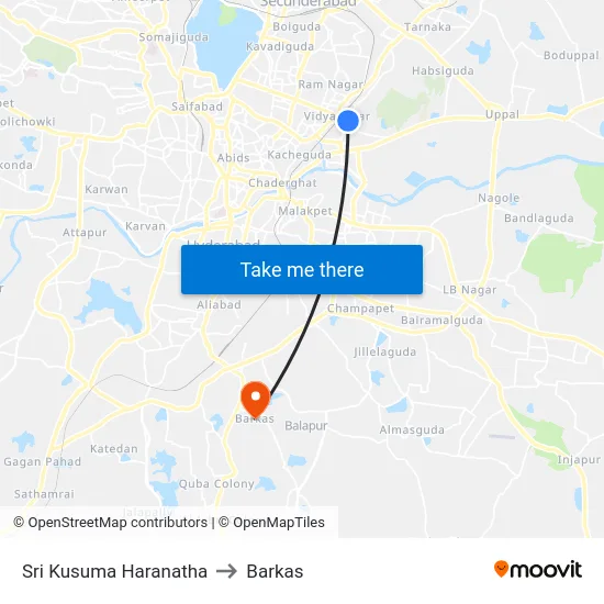 Sri Kusuma Haranatha to Barkas map