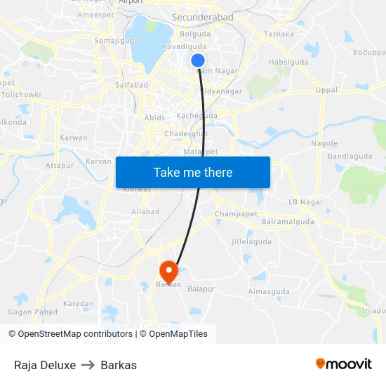 Raja Deluxe to Barkas map