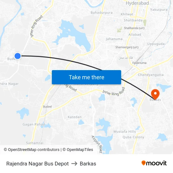 Rajendra Nagar Bus Depot to Barkas map