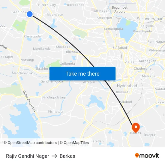 Rajiv Gandhi Nagar to Barkas map