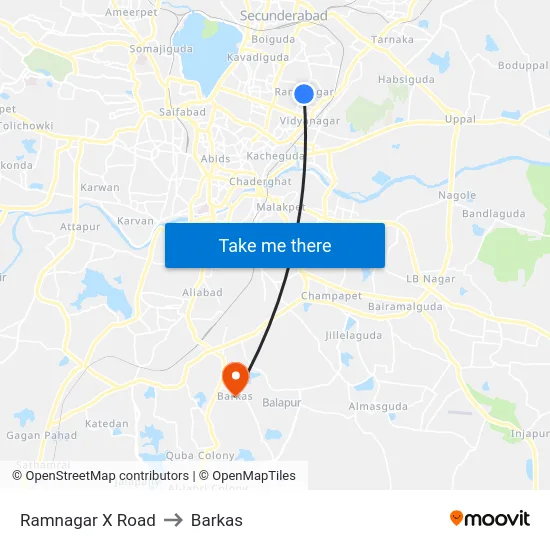 Ramnagar X Road to Barkas map