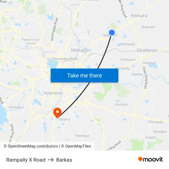 Rampally X Road to Barkas map