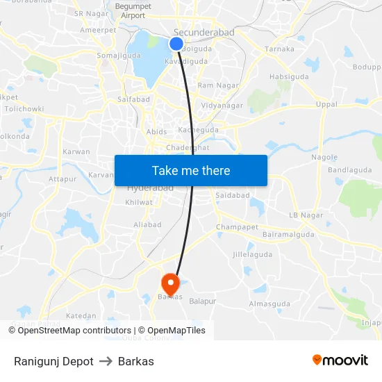 Ranigunj Depot to Barkas map
