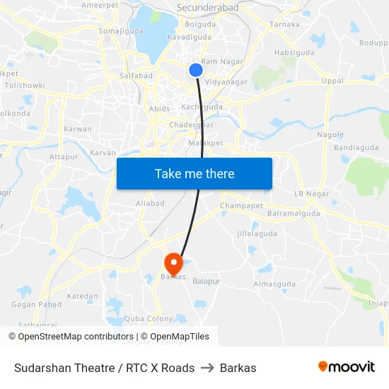 Sudarshan Theatre / RTC X Roads to Barkas map