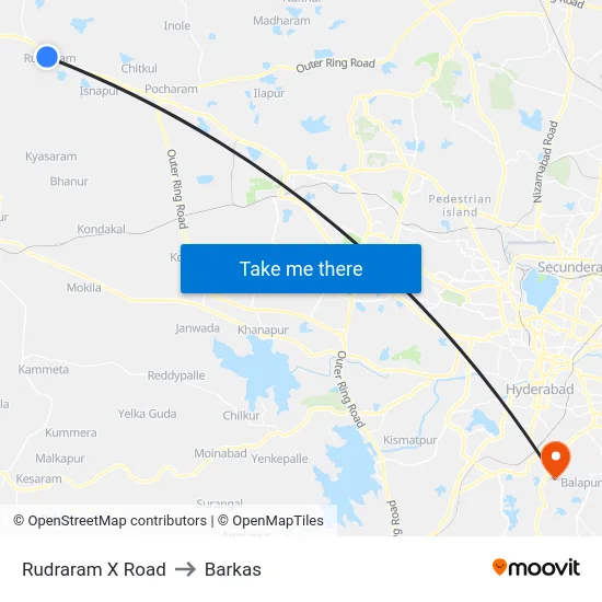 Rudraram X Road to Barkas map