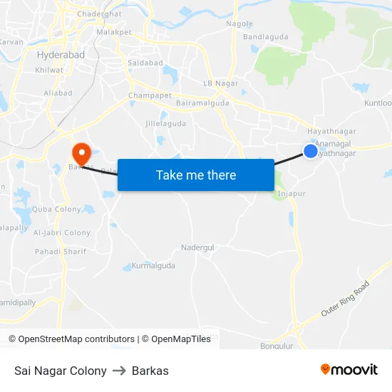 Sai Nagar Colony to Barkas map