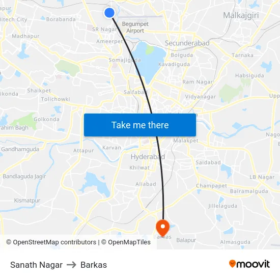 Sanath Nagar to Barkas map