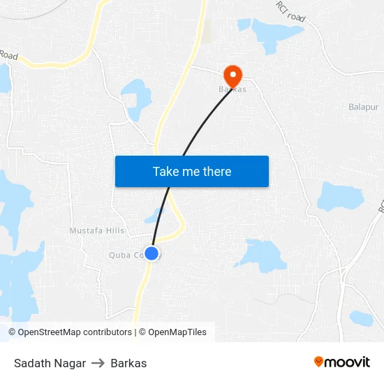 Sadath Nagar to Barkas map