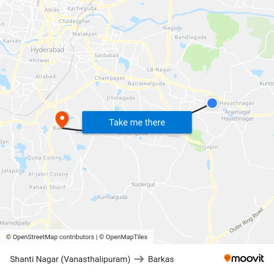 Shanti Nagar (Vanasthalipuram) to Barkas map