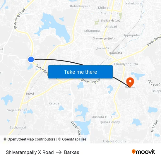 Shivarampally X Road to Barkas map