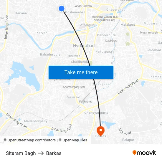 Sitaram Bagh to Barkas map