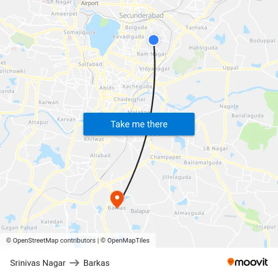 Srinivas Nagar to Barkas map