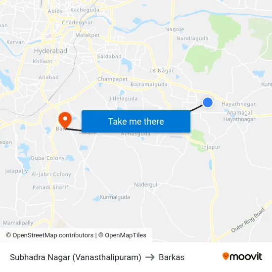 Subhadra Nagar (Vanasthalipuram) to Barkas map