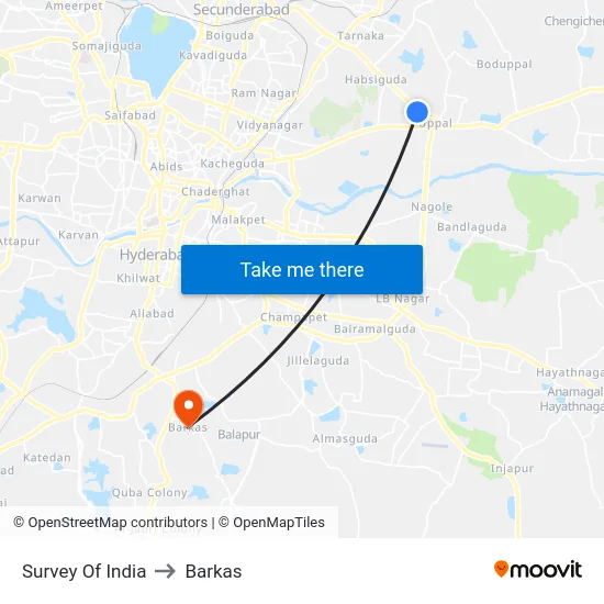 Survey Of India to Barkas map