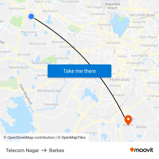 Telecom Nagar to Barkas map