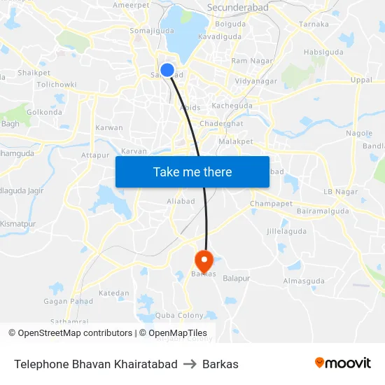 Telephone Bhavan Khairatabad to Barkas map