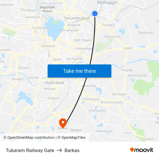 Tukaram Railway Gate to Barkas map