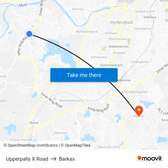 Upperpally X Road to Barkas map