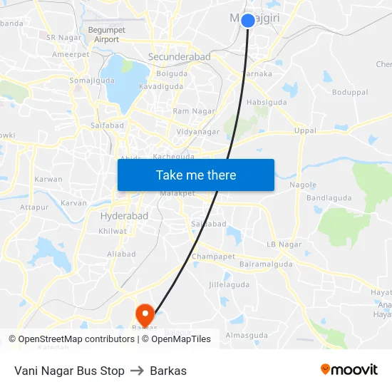 Vani Nagar Bus Stop to Barkas map