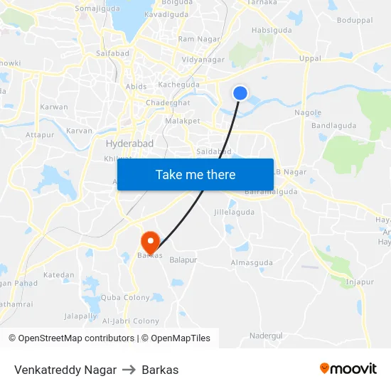 Venkatreddy Nagar to Barkas map
