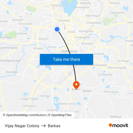 Vijay Nagar Colony to Barkas map