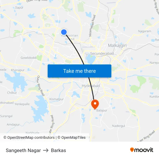 Sangeeth Nagar to Barkas map