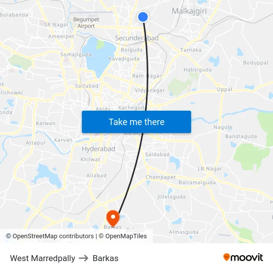 West Marredpally to Barkas map