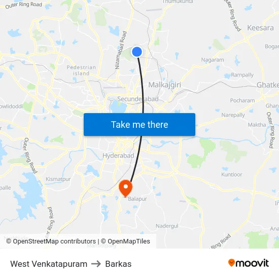 West Venkatapuram to Barkas map