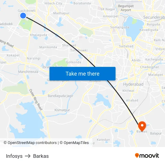 Infosys to Barkas map