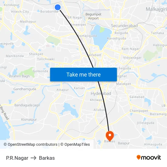 P.R.Nagar to Barkas map
