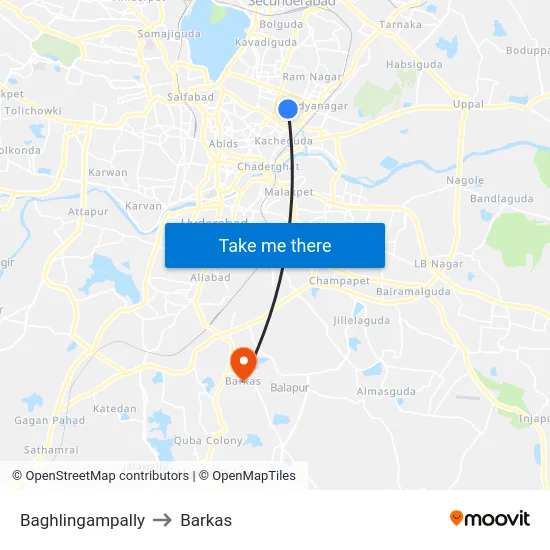 Baghlingampally to Barkas map