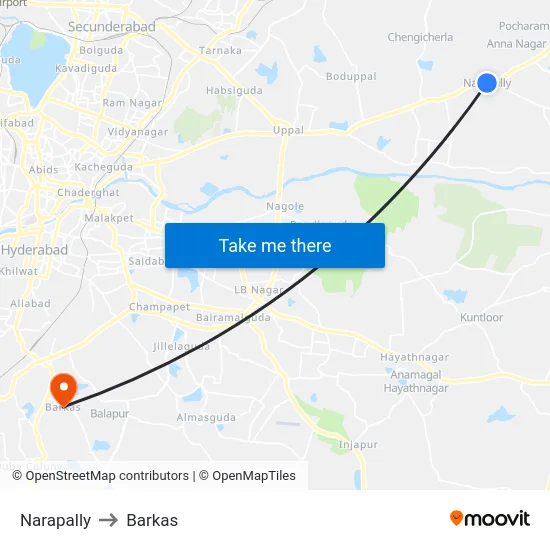 Narapally to Barkas map