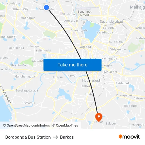 Borabanda Bus Station to Barkas map