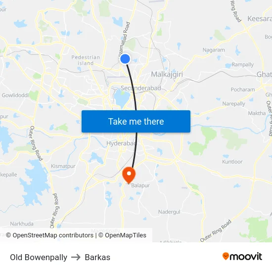 Old Bowenpally to Barkas map