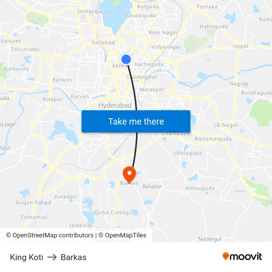 King Koti to Barkas map