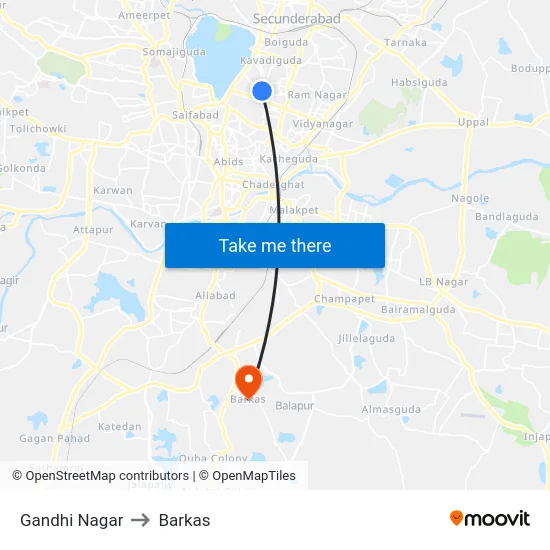 Gandhi Nagar to Barkas map