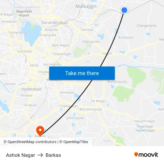 Ashok Nagar to Barkas map
