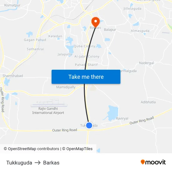 Tukkuguda to Barkas map