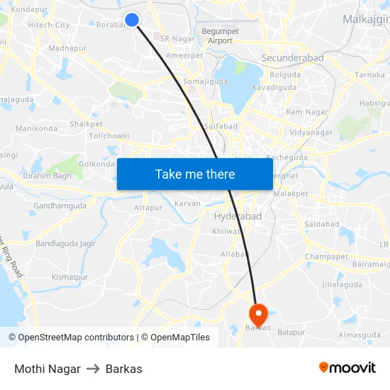 Mothi Nagar to Barkas map