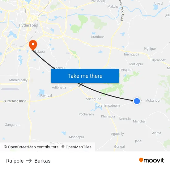 Raipole to Barkas map