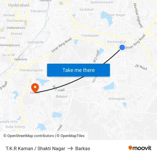 T.K.R Kaman / Shakti Nagar to Barkas map