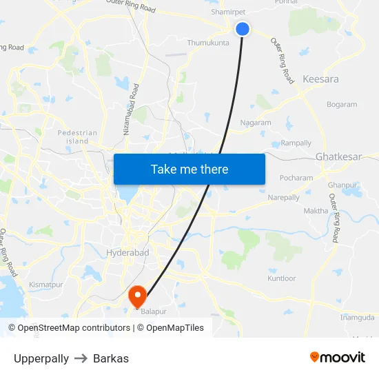 Upperpally to Barkas map