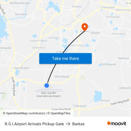 R.G.I.Airport Arrivals Pickup Gate to Barkas map