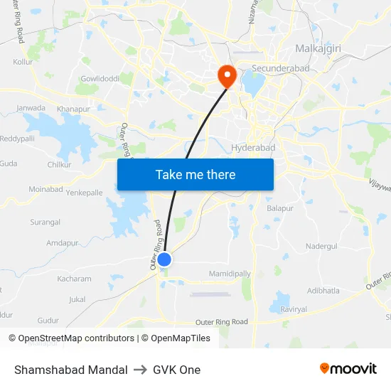 Shamshabad Mandal to GVK One map