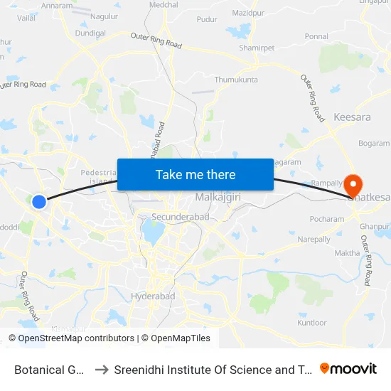 Botanical Garden to Sreenidhi Institute Of Science and Technology map