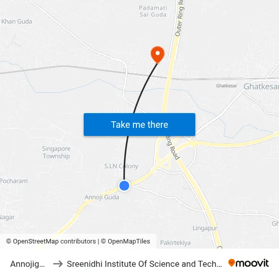 Annojiguda to Sreenidhi Institute Of Science and Technology map